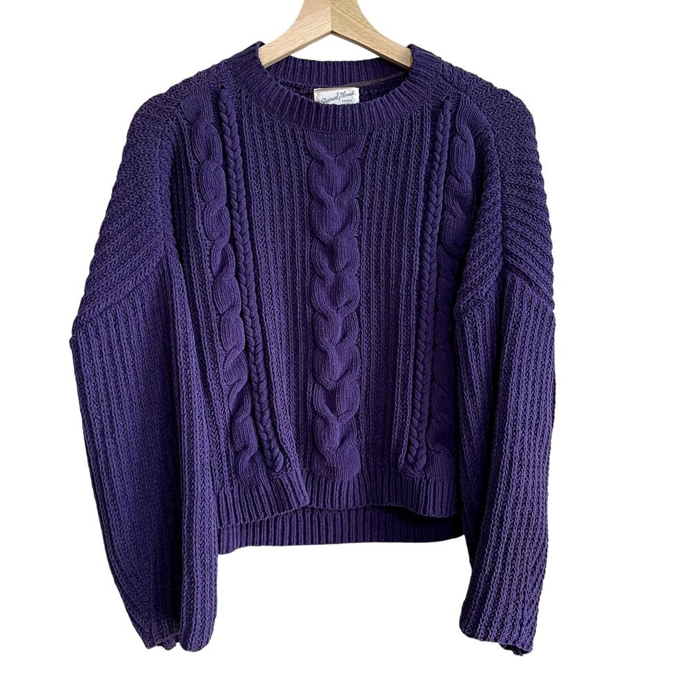 Universal Thread royal purple cable‎ knit soft women's size M cropped sweater